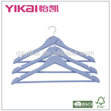 Garment Usage and Flat Style Colored Wooden Hanger with Round Bar